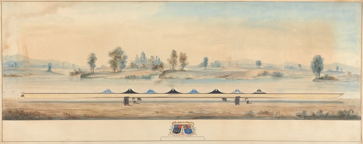 O barco Eton no caminho de sirga do Tâmisa: Castelo de Windsor ao fundo tekijältä Unknown artist