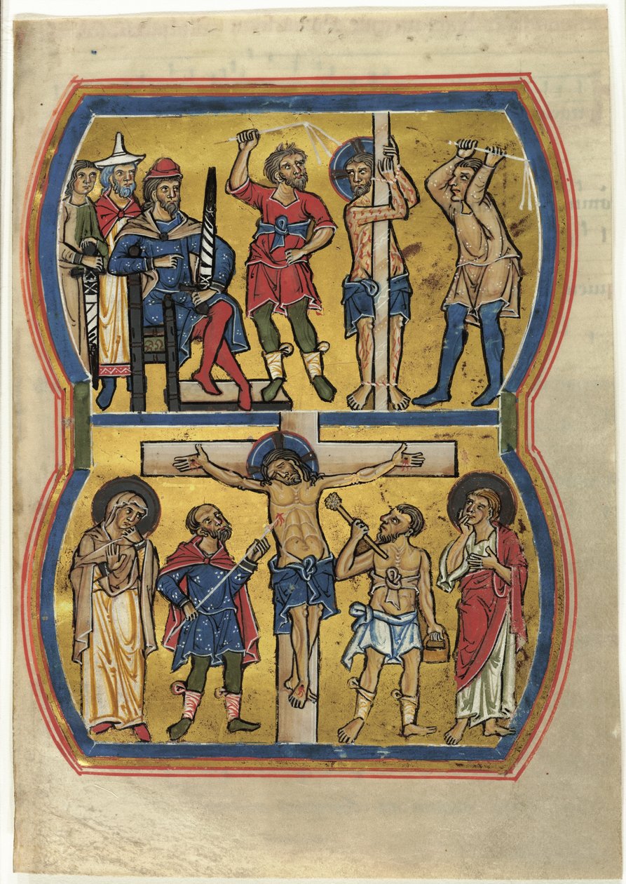 Ruoskiminen ja ristiinnaulitseminen, psalttarista. tekijältä Unknown artist