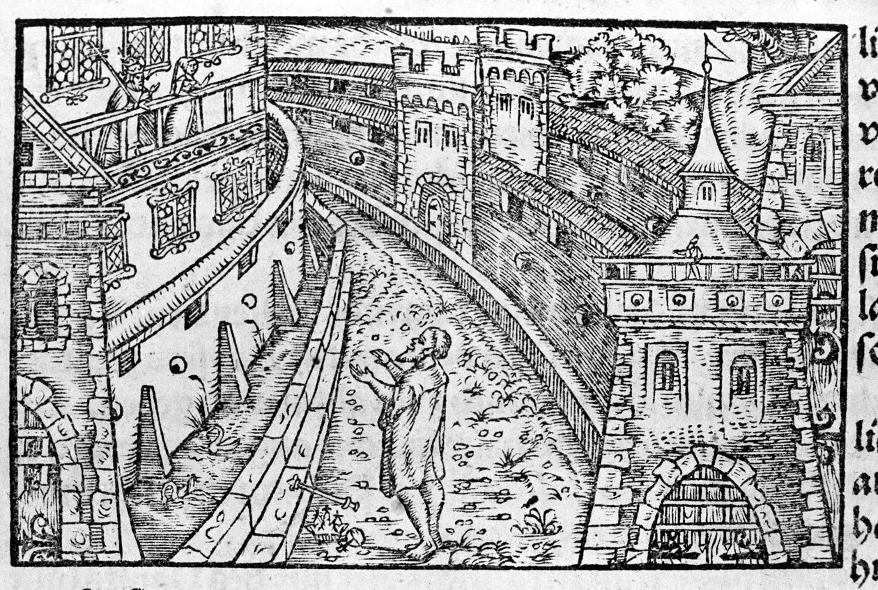 Germaaninen keisari Henrik IV (1050-1106) Canossassa. Vasemmassa yläkulmassa ovat kreivitär Mathilde Canossasta (tai kreivitär Mathilde Toscanasta) (1046 - 1115) ja paavi Gregoire VII (1015/20 - 1085), jotka olivat turvanneet linnaan. Johann Stumin mukaan tekijältä Unknown artist