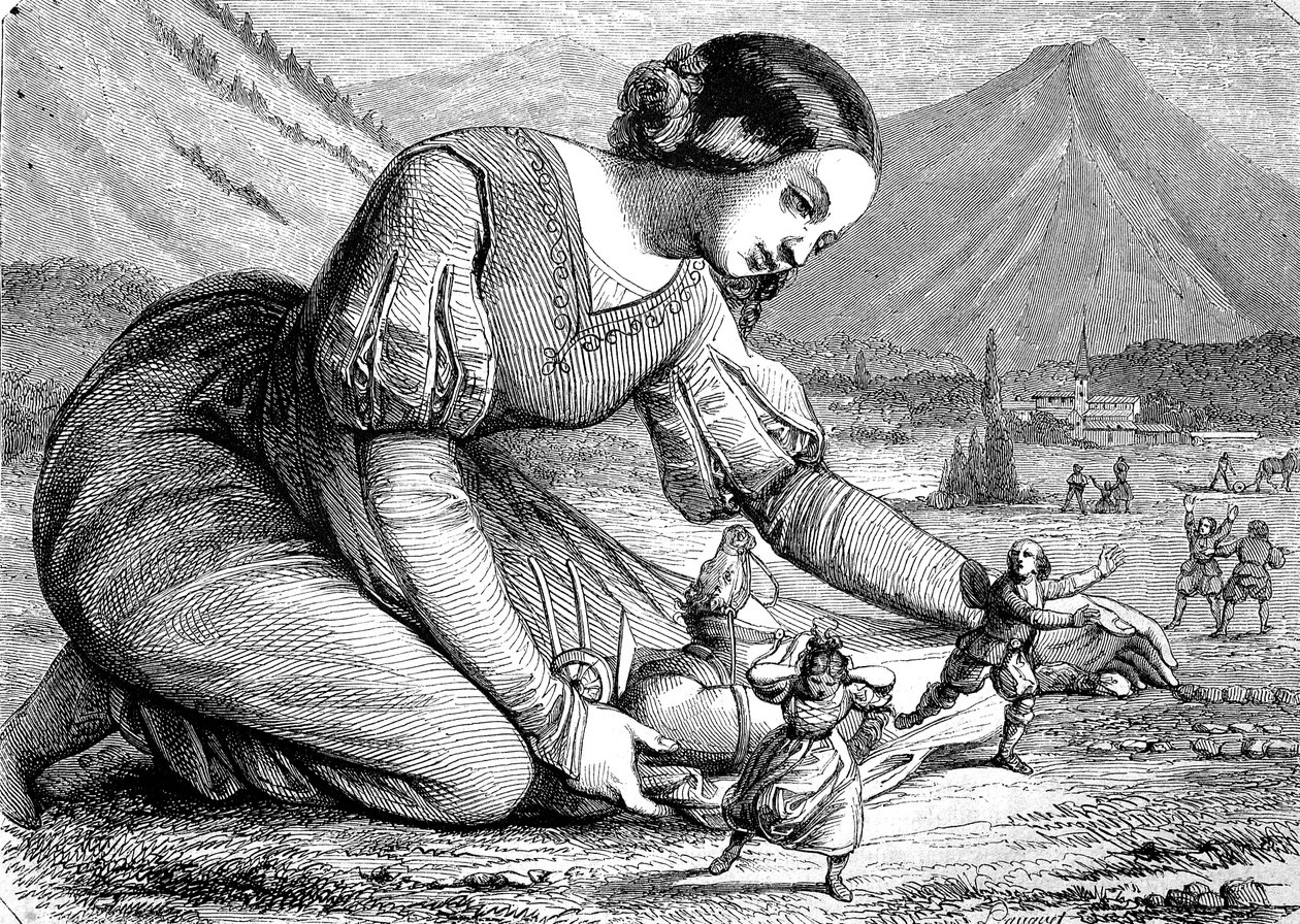 The Giant Miss, saaga Giant Miss leikkii normaalikokoisten ihmisten kanssa, Historical tekijältä Unknown artist