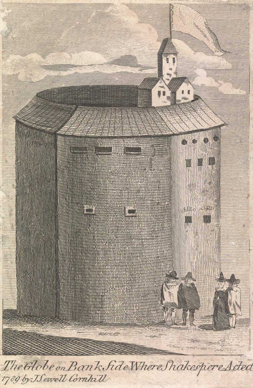 The Globe on Bank Side, jossa Shakespeare näytteli (julkaissut J. Serrell); sivu 10 (Kakkonen osa) tekijältä Unknown artist