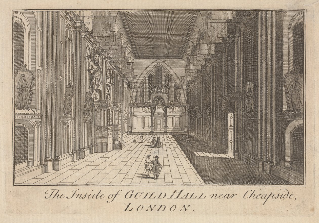 The Inside of Guild Hall lähellä Cheapsidea, Lontoo tekijältä Unknown artist