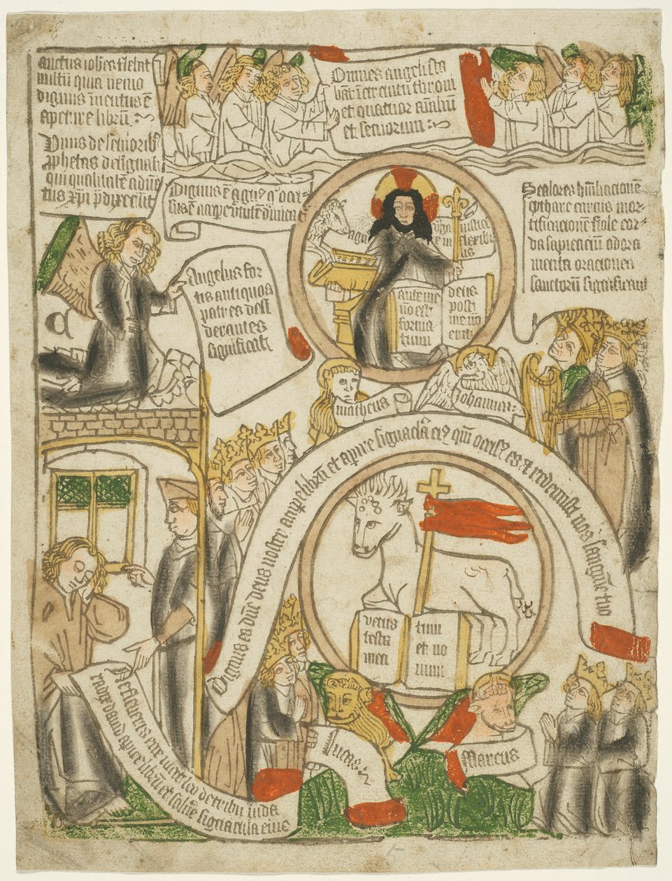 Karitsa vastaanottamassa sinetöityä kirjaa, Folio C Apokalypsista tekijältä Unknown artist