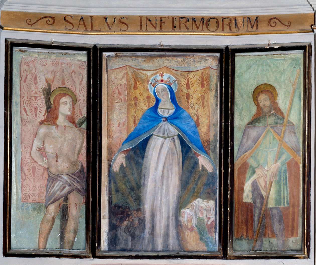 Madonna, Saint Sebastian ja Saint Roch (fresko tekijältä Unknown artist