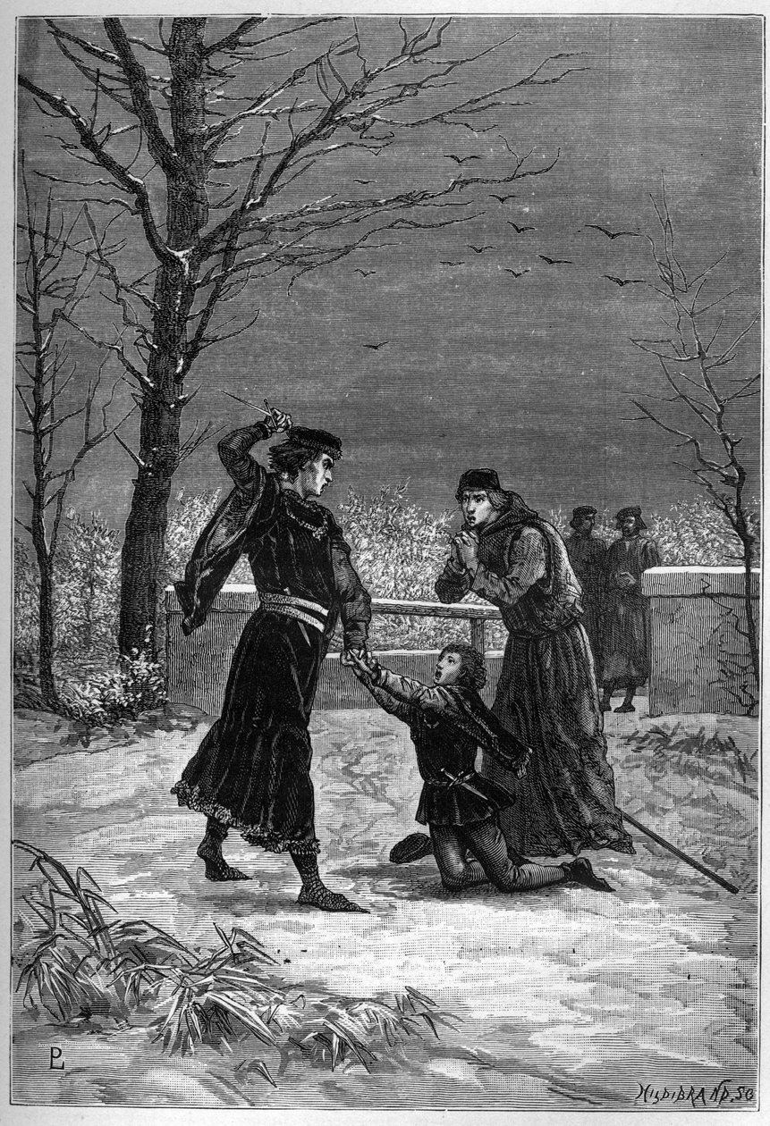 Lord Cliffordin tekemä Rutlandin murha - Lord Clifford tappoi Rutlandin jaarli Edmundin Wakefieldin taistelussa - Edmond Plantagenet Rutlandin jaarli tekijältä Unknown artist