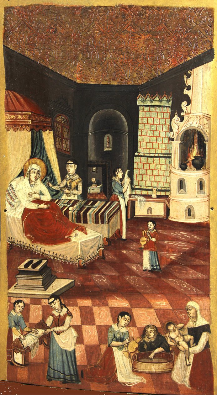 Neitsyen syntymä - Anonyymi - um 1700 - Tempera paneelissa - 113,6x65,4 - Ivan Honchar -museo Kiova tekijältä Unknown artist