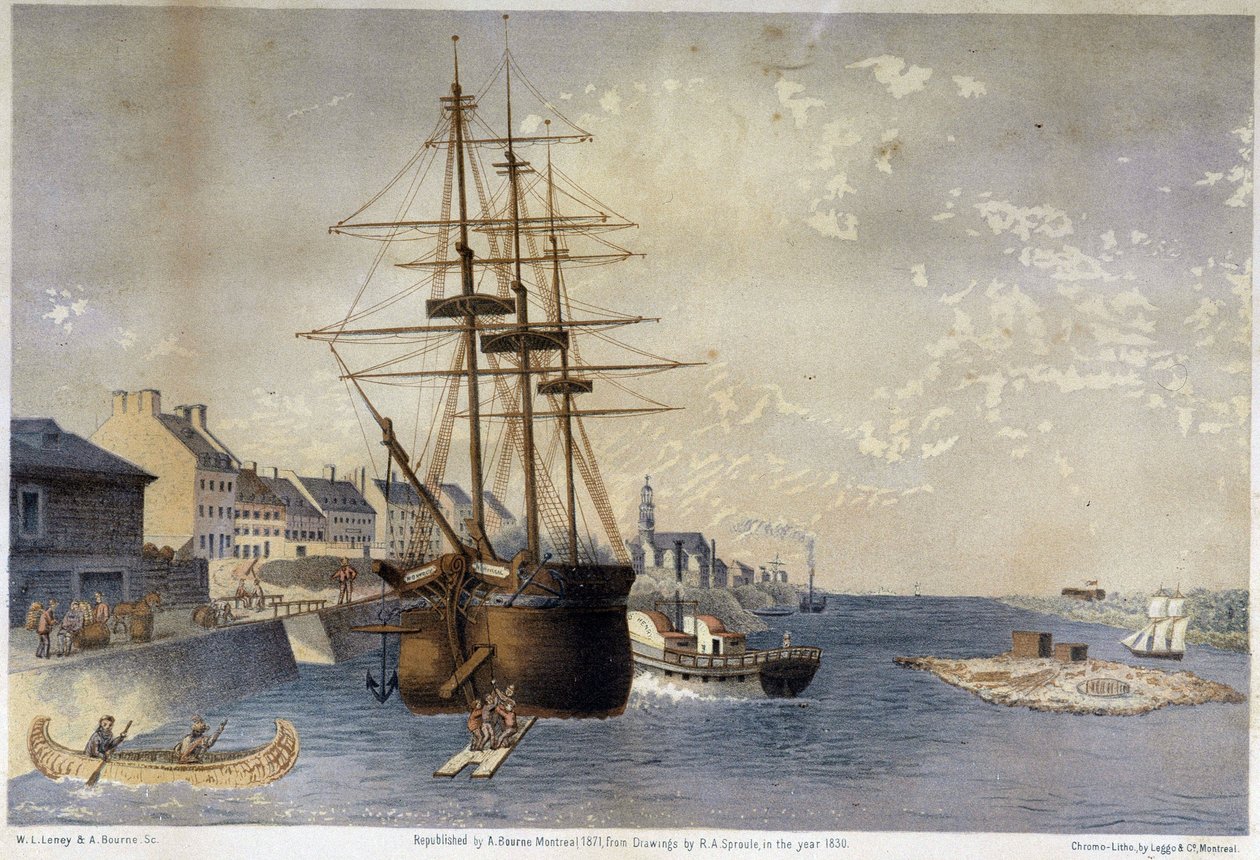 Montrealin satama vuonna 1830 - Spronle tekijältä Unknown artist