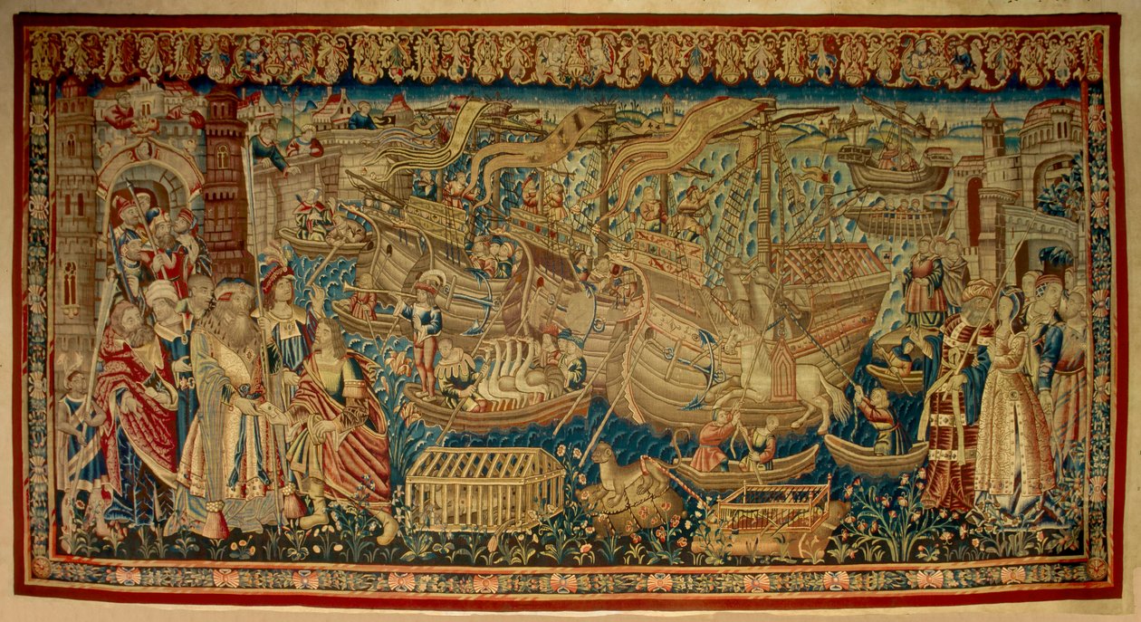 Portugalilainen merenkulkija Vasco de Gama (1459-1524) saapui Calicutiin (Kozhikode) Intiaan vuonna 1498. Kuvakudos. Lissabon tekijältä Unknown artist