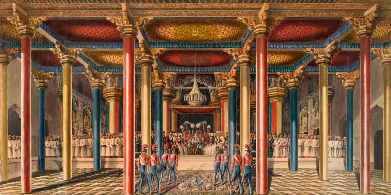 Tanjore Durbar, lähellä Madrasia helmikuussa 1840 (akvarelli) tekijältä Unknown artist