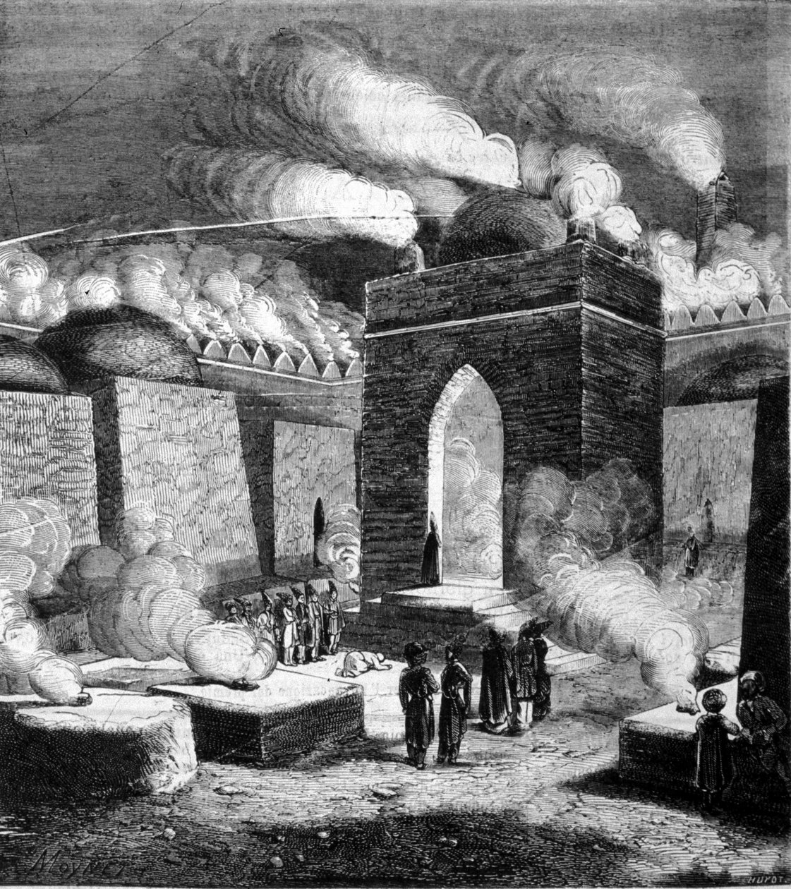 Ateshin tulen temppeli - gah Bakussa, Azerbaidžanissa. 1800-luvun kaiverrus. tekijältä Unknown artist