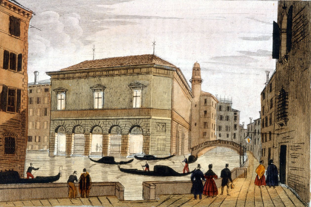 Teatteri "La Fenice" Venetsiassa. Kaiverrus 1700-luvun lopulta. tekijältä Unknown artist