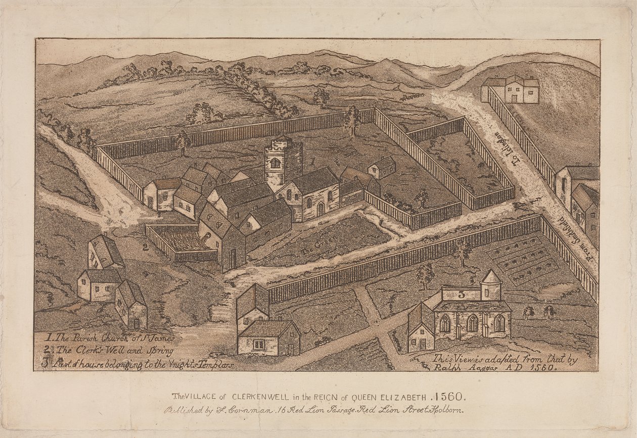 Clerkenwellin kylä kuningatar Elisabetin hallituskaudella, 1560 tekijältä Unknown artist