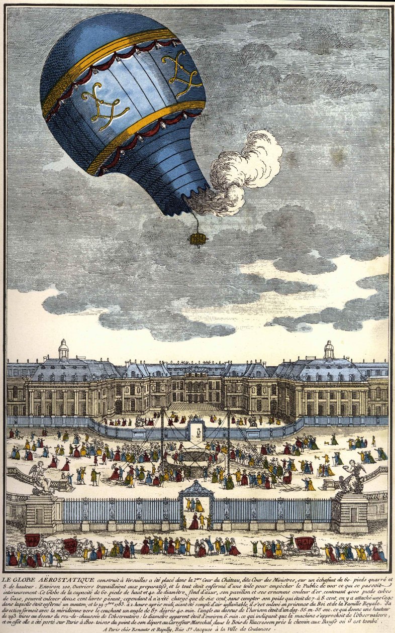 Versaillesissa vuonna 1783 rakennettu aerostaattinen maapallo. tekijältä Unknown artist
