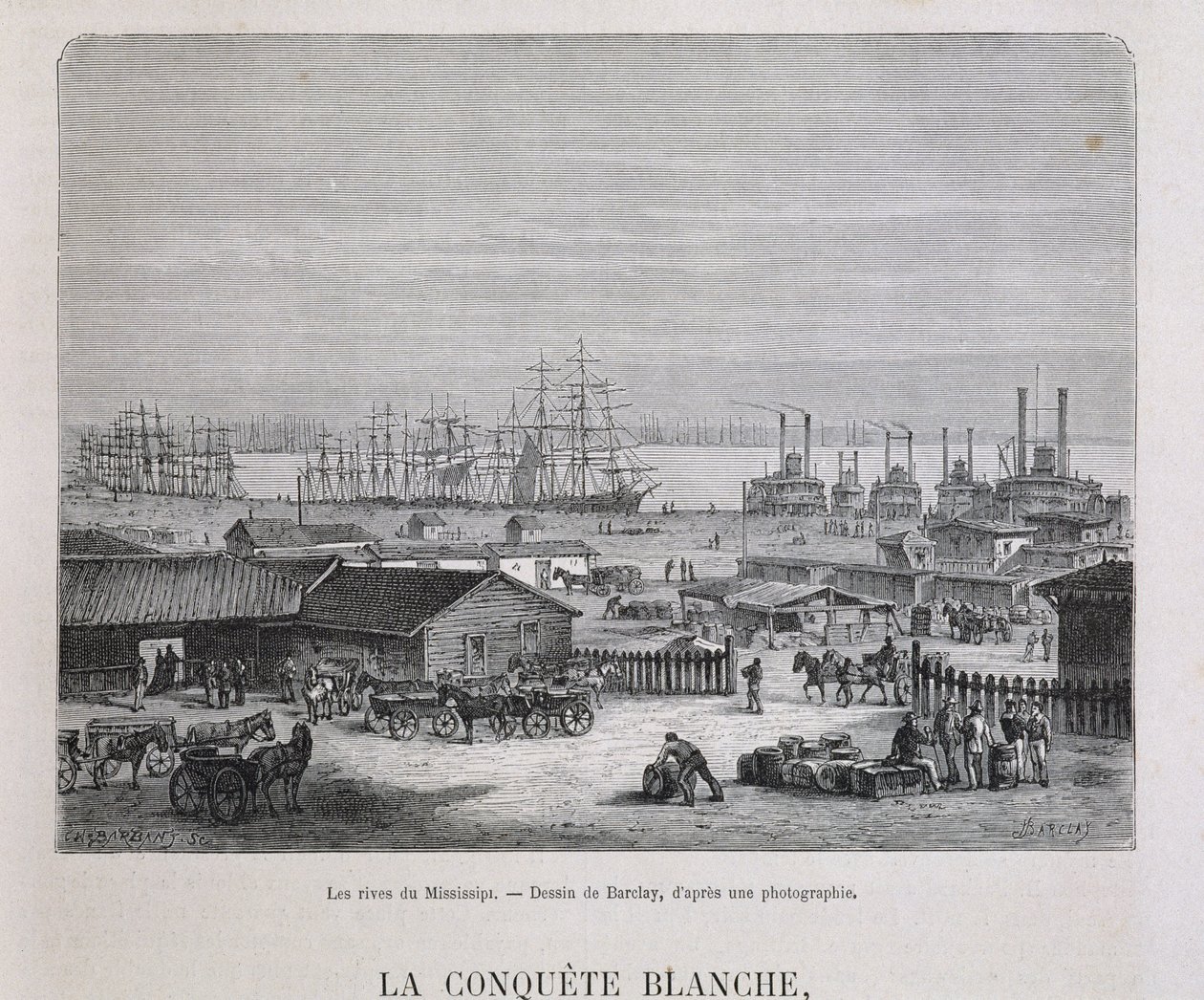 Mississippin rannat - kirjassa "" Le tour du monde"", 2. sem. 1876 tekijältä Unknown artist