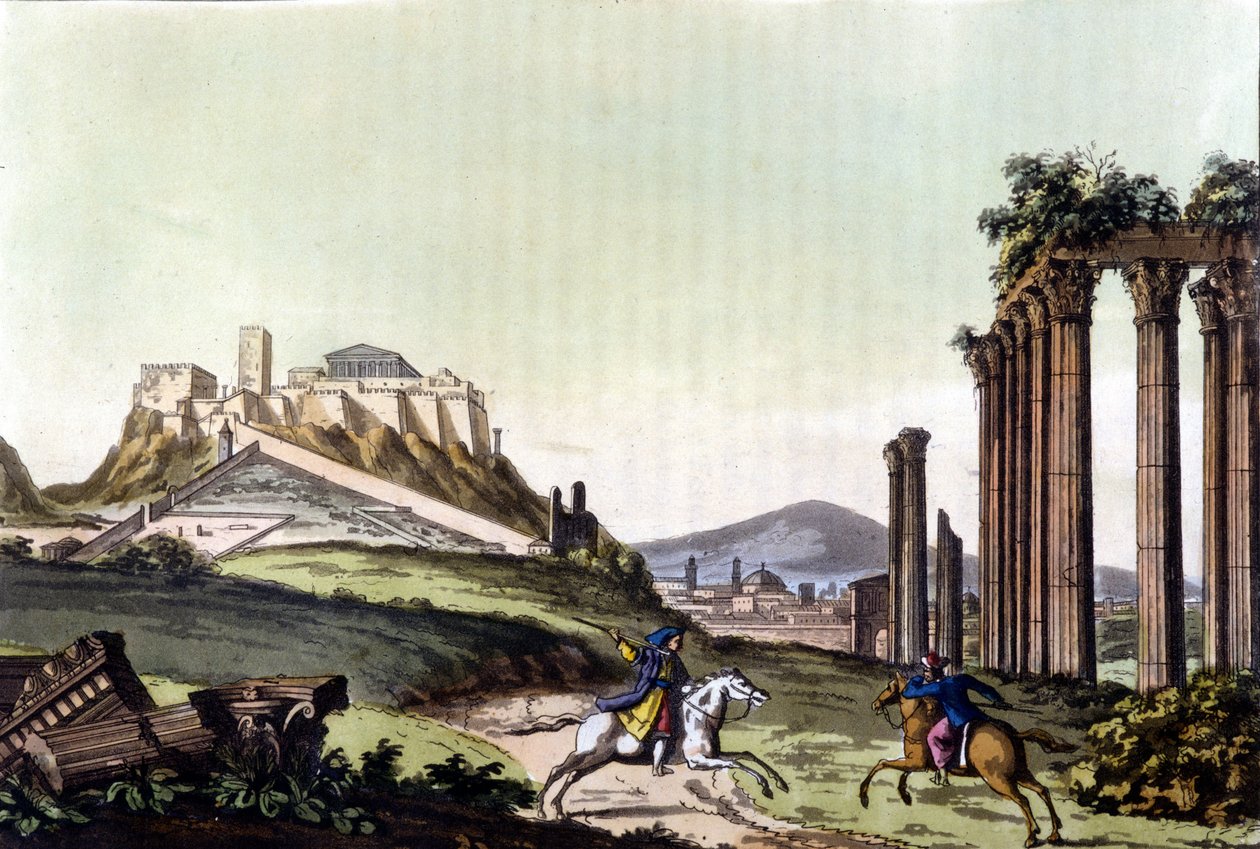 Ateenan kaupunki vuonna 1810. Jules Ferrarion teoksessa "Vanha ja moderni puku", toim. Milano tekijältä Unknown artist