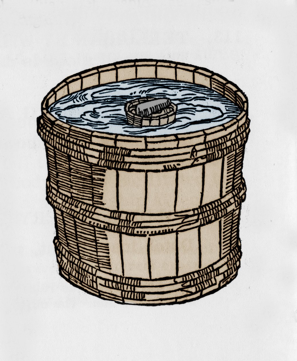 Kompsoli vanhimmassa muodossaan kelluu veden pinnalla. Kuvitus J. Taisnierin tutkielmasta magnetismista tekijältä Unknown artist