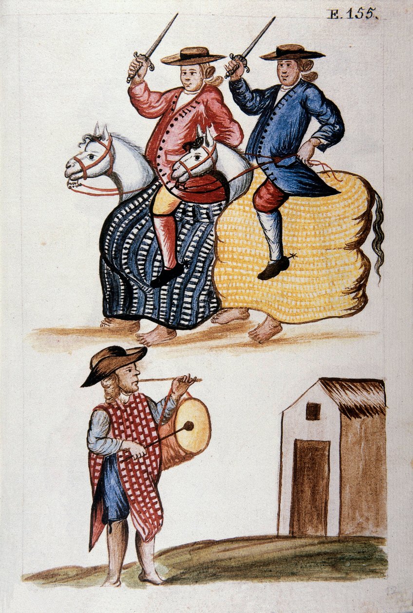 Pienen hevosen tanssi kirjasta "Trujillo del Peru" tai "Codex Martinez Companion", Baltazar Martinez Companion ja Bujanda, Trujillon piispa (1782-1785) tekijältä Unknown artist