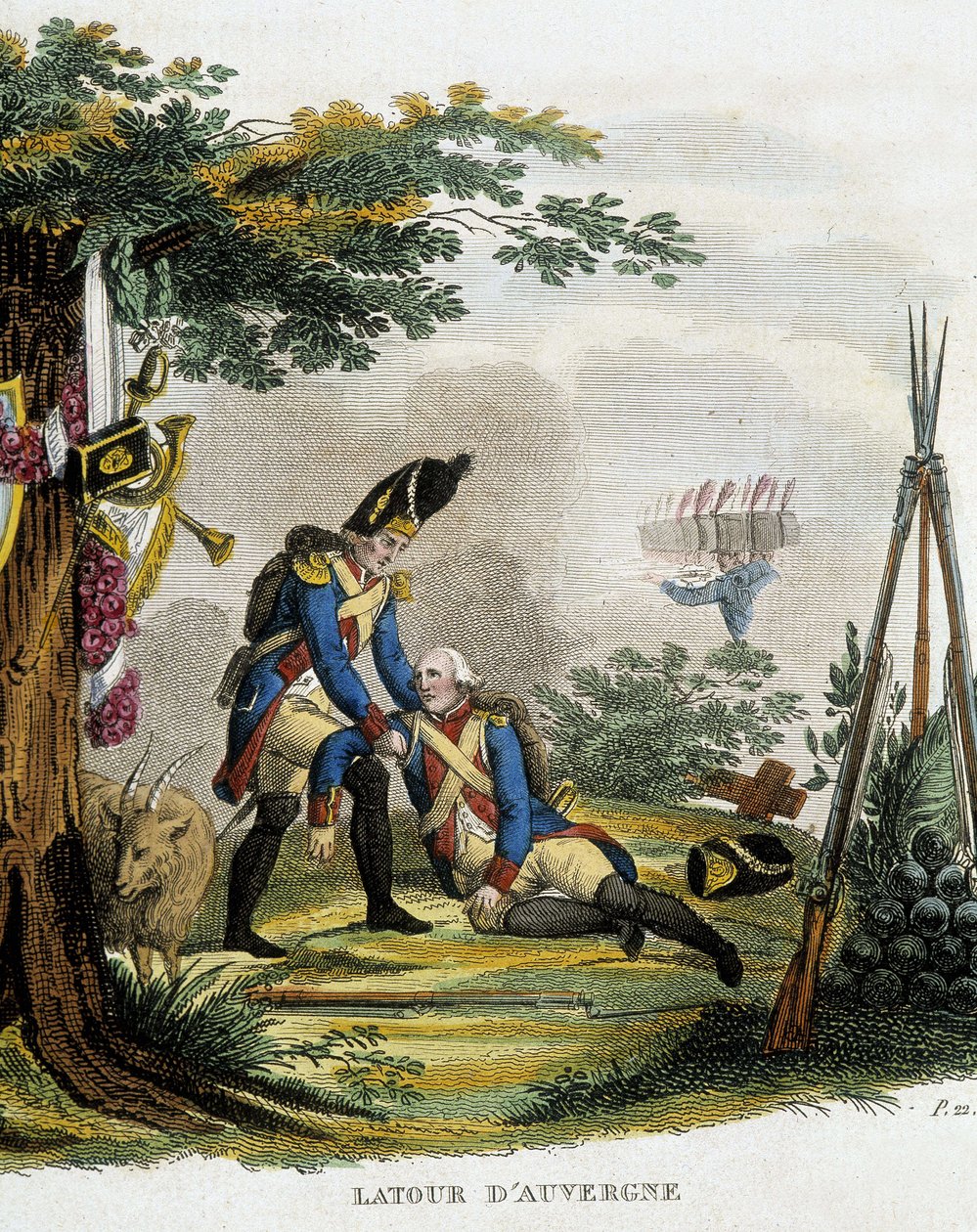 Theophile Malo Corret de La Tour (tai Latour) Auvergnesta (1743-1800) kuoli Oberhausenin taistelussa Itävallassa kesäkuussa tekijältä Unknown artist