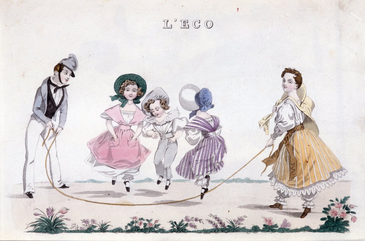 Hyppynaru, porvariston lasten ryhmä leikkimässä. 1830 tekijältä Unknown artist
