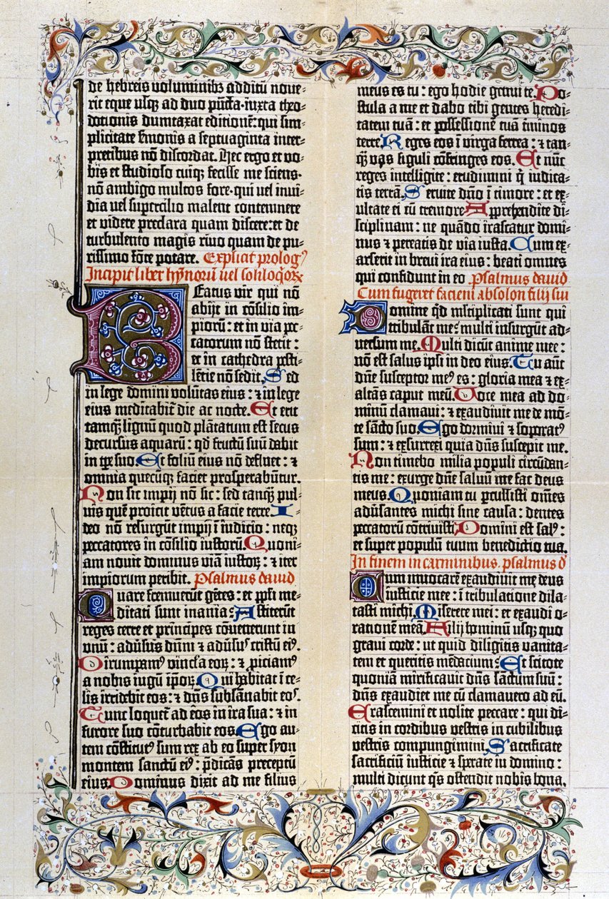 Gutenbergin latinalainen Raamattu 42 rivillä - 1455. tekijältä Unknown artist