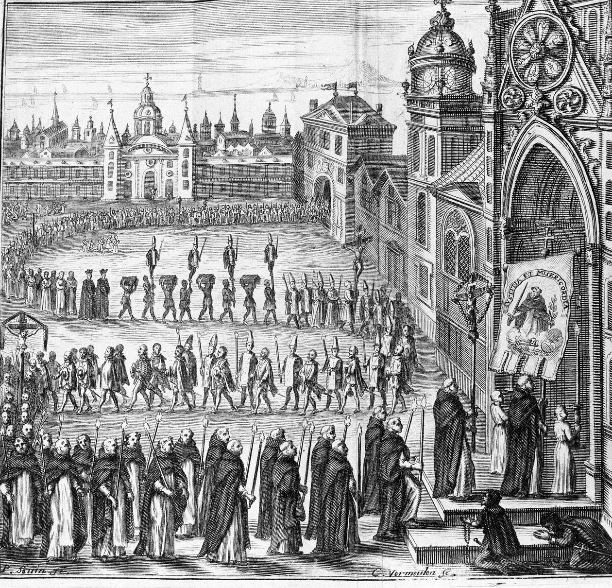 Inkvisition kulkue menee Tribunalille. Espanja. 17. vuosisata tekijältä Unknown artist