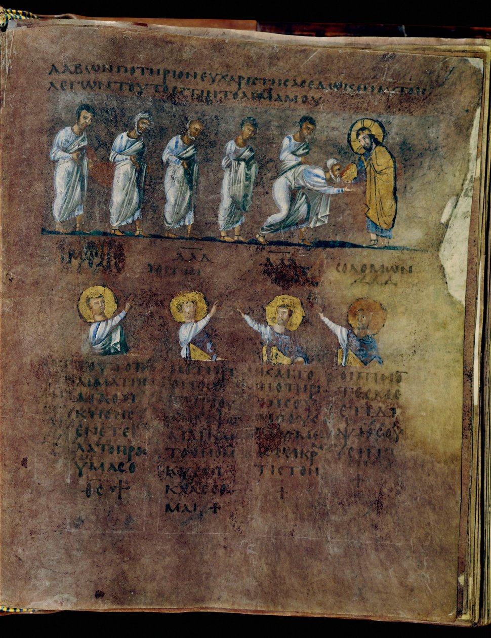 Violetti Codex Rossanensis, 6. vuosisata (käsikirjoitus). tekijältä Unknown artist