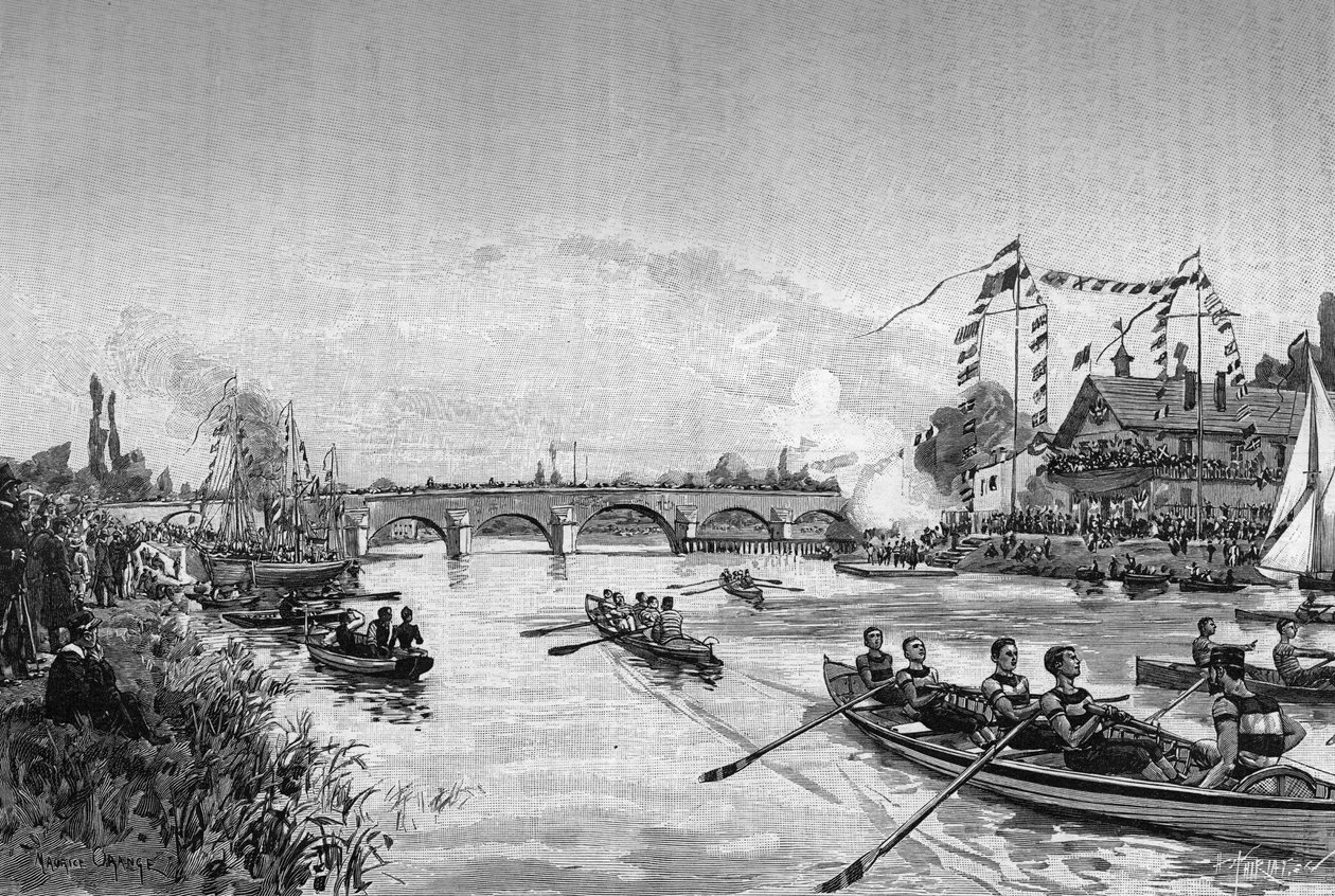 Joinville le Pontin (Joinville-le-Pont) kouluregatat, Ile de France. Kaiverrus "" The Journal of Youth "" tekijältä Unknown artist