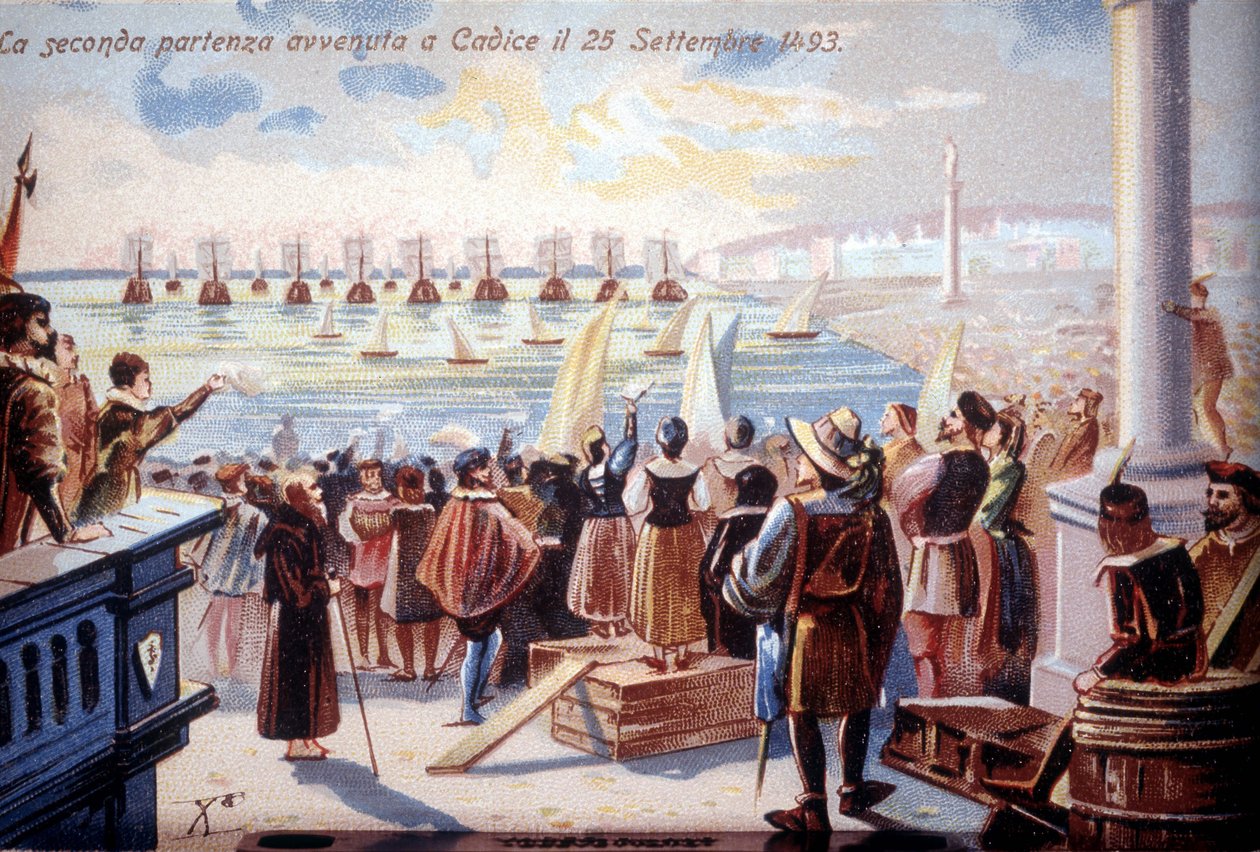 Christopher Columbus of Cadice toinen lähtö 25.9.1493. tekijältä Unknown artist