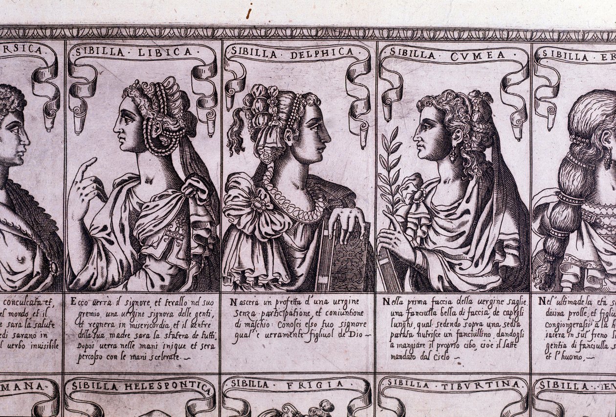 Sibylit: Libyan, Delphic, Cumaean (kaiverrus) tekijältä Unknown artist