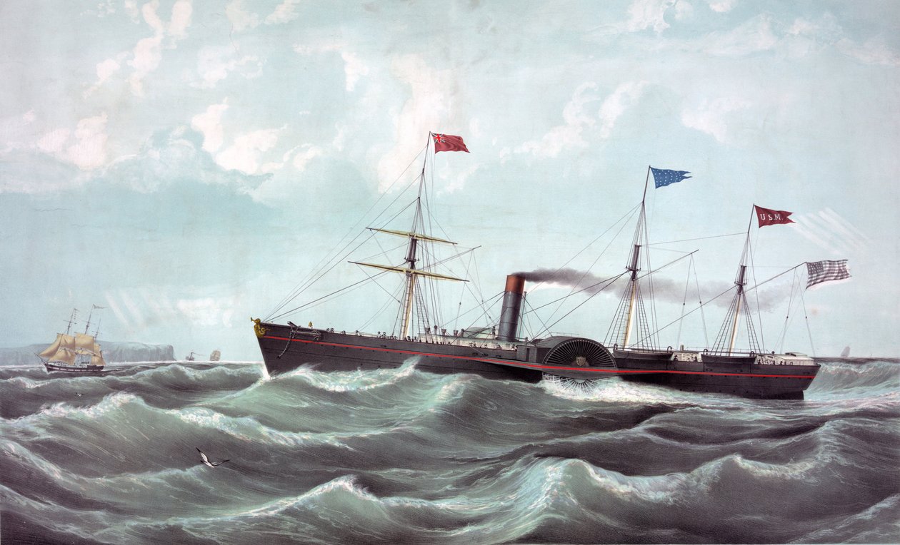 Höyrylaiva US Atlantic (US mail Steamship Atlantic) Litografia 1850 tekijältä Unknown artist