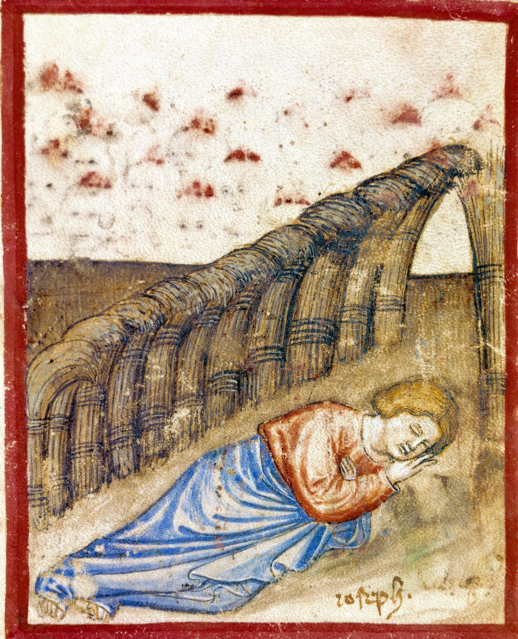 Joosefin, Jaakobin pojan visio Miniatyyri otettu Codex 212:sta (tai Paduan Codex tai Bible of Padova) 1390-1400 Rovigo, Accademia dei Concordi tekijältä Unknown artist