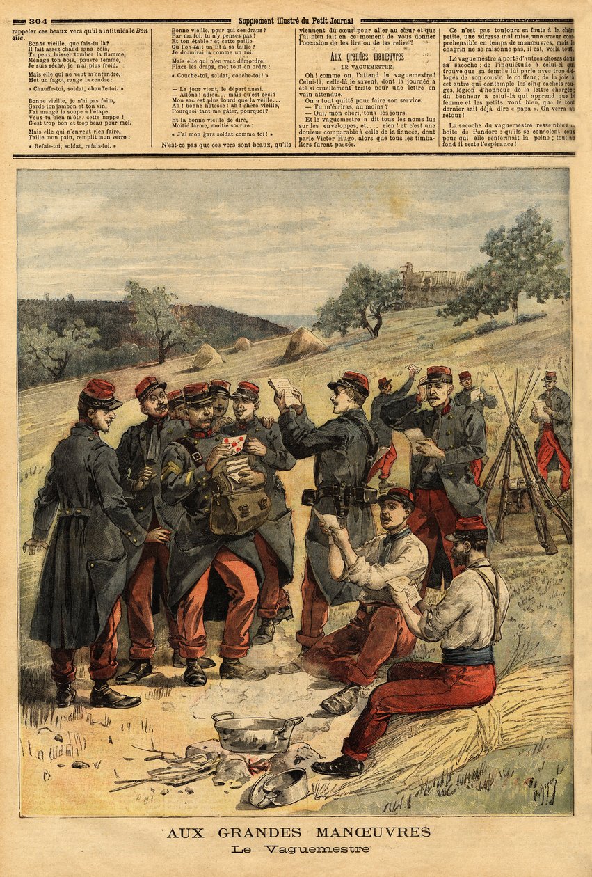 Waguemestre, armeija, joka vastaa postin jakelusta joukkoille. Kaiverrus "" Le petit Journal" -lehdessä 23.9.1893. Selvan kokoelma. tekijältä Unknown artist