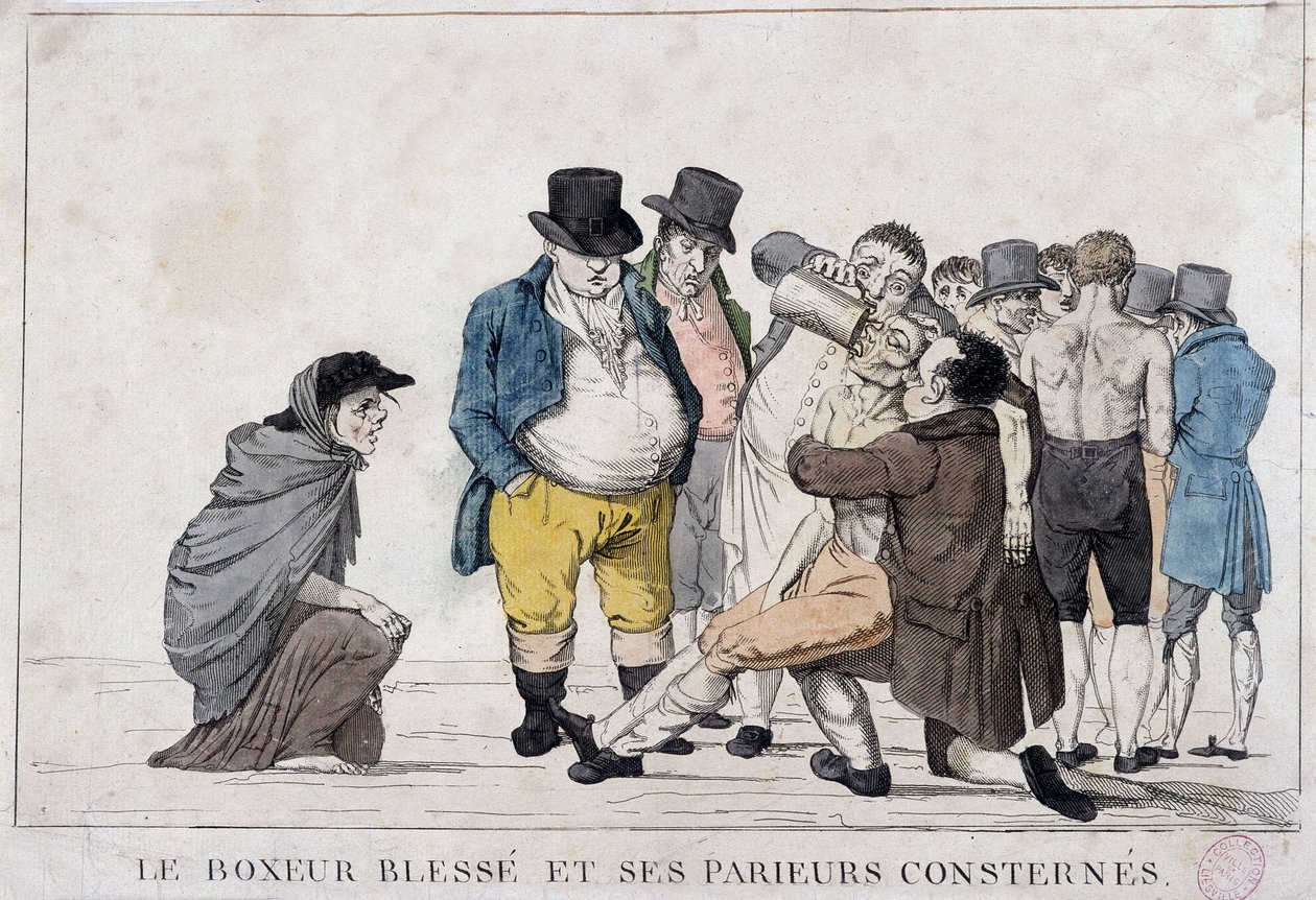 Haavoittunut nyrkkeilijä ja hänen paininsa - 1800-luku, Carnavalet. tekijältä Unknown artist