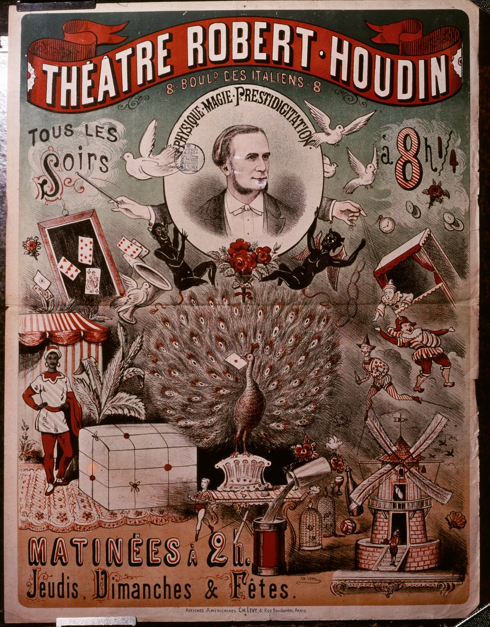 Teatteri Robert Houdinin juliste, n.1860-75 (juliste) tekijältä Unknown artist