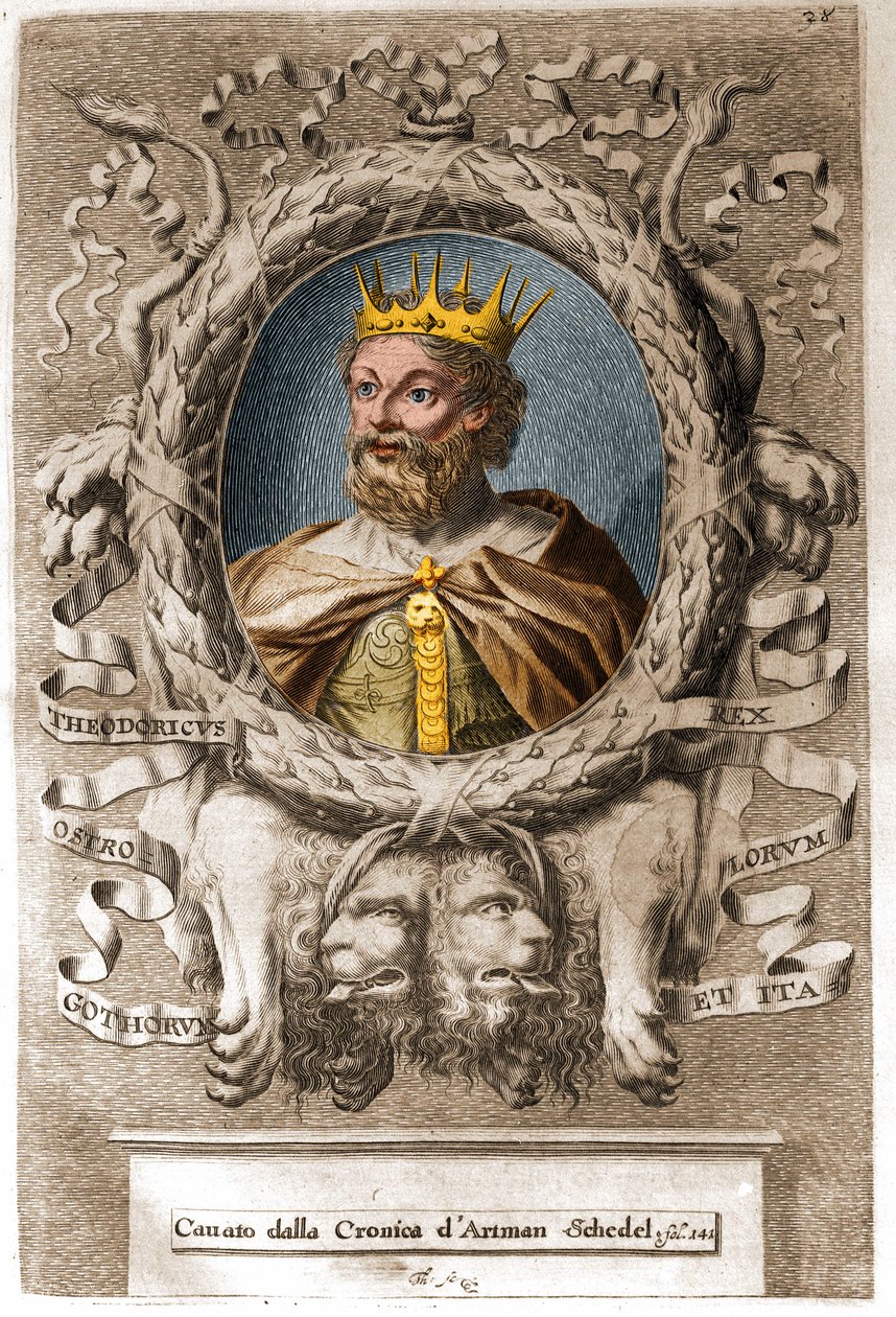 Theodorik I Suuri (jaeet 454-526), ostrogoottien kuningas (474-526) ja ostrogoottien valtakunnan perustaja Italiassa. tekijältä Unknown artist