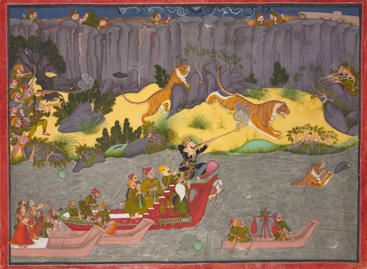 Raja Ram Singh II:n tiikerimetsästys tekijältä Unknown artist