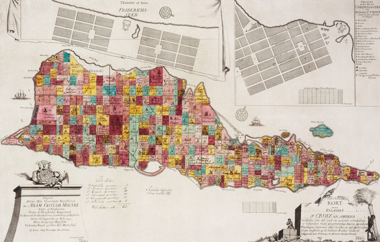 Luotettava kartta Eylandet St. Croix udi America, Kööpenhamina, 1754, 1754 tekijältä Unknown artist