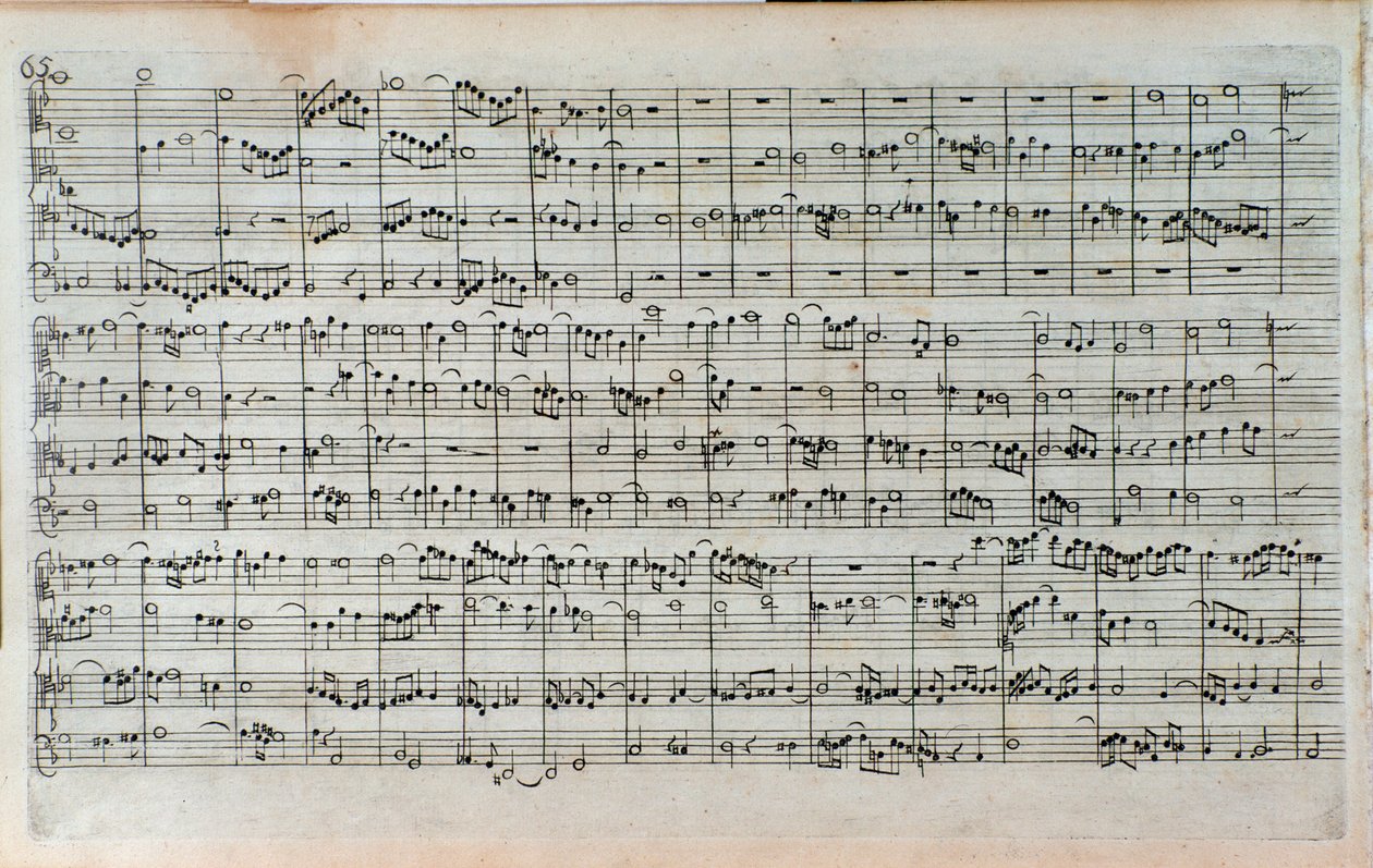 Johann Sebastian Bachin viimeisen ja keskeneräisen fuugan The Art of the Fuuga -kappaleen nimisivu tekijältä Unknown artist