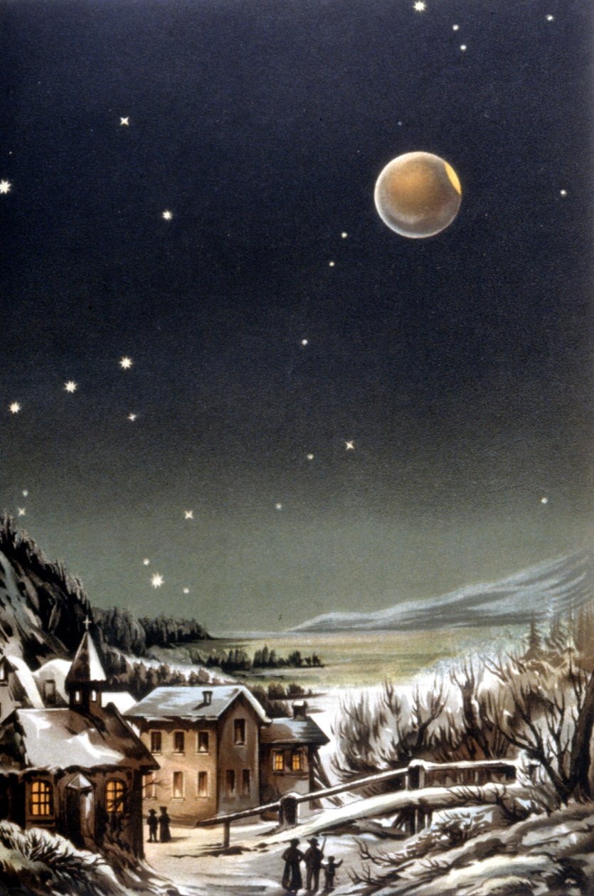 Täydellinen kuunpimennys. 1800-luvun kuvitus tekijältä Unknown artist