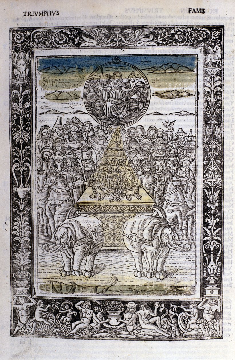 Francesco Petrarcan (Petrarca) maineen voitto. Miniatyyrit sd. Bibl. Trivulziana, Milano. tekijältä Unknown artist