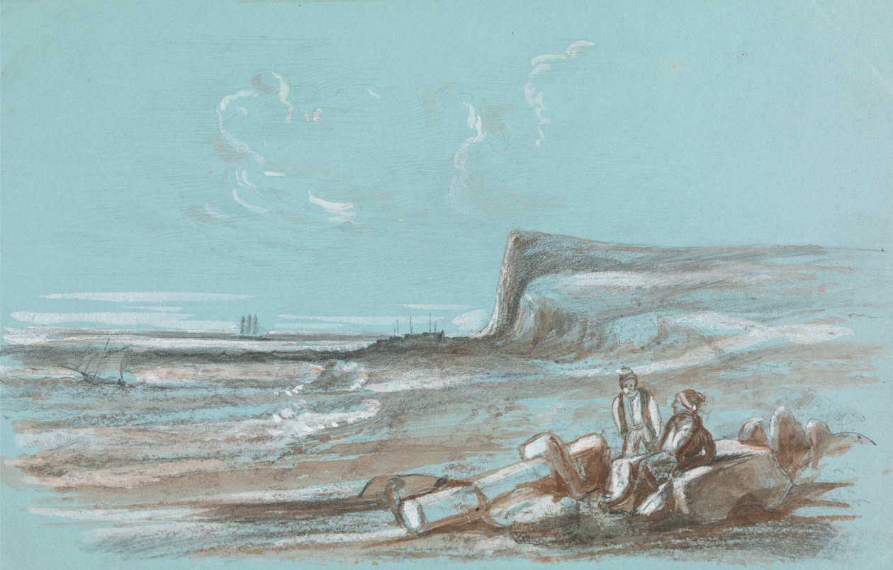 Kaksi kalastajaa rannalla tekijältä Unknown artist