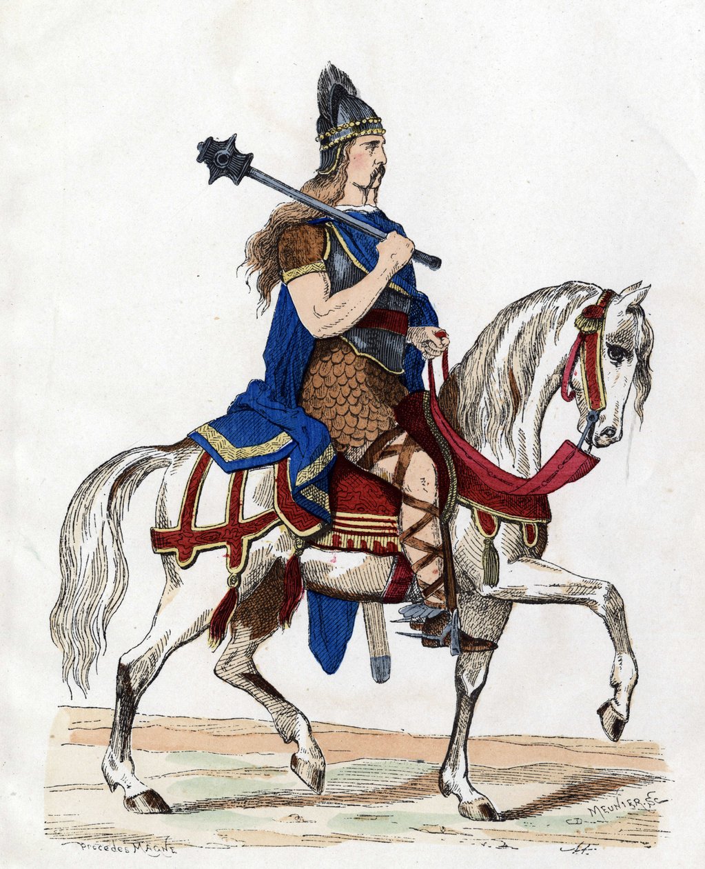 Frankkien johtaja - teoksessa "Ranskalaisten siviili- ja sotilasasut vuosisatojen läpi Paris F. Roy 1882"". tekijältä Unknown artist