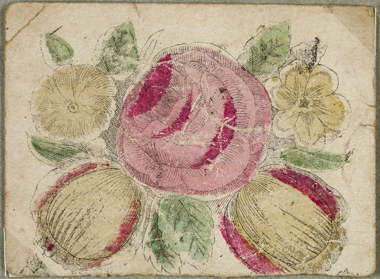 Nimetön Valentine (vaaleanpunaisia ja keltaisia kukkia) tekijältä Unknown artist