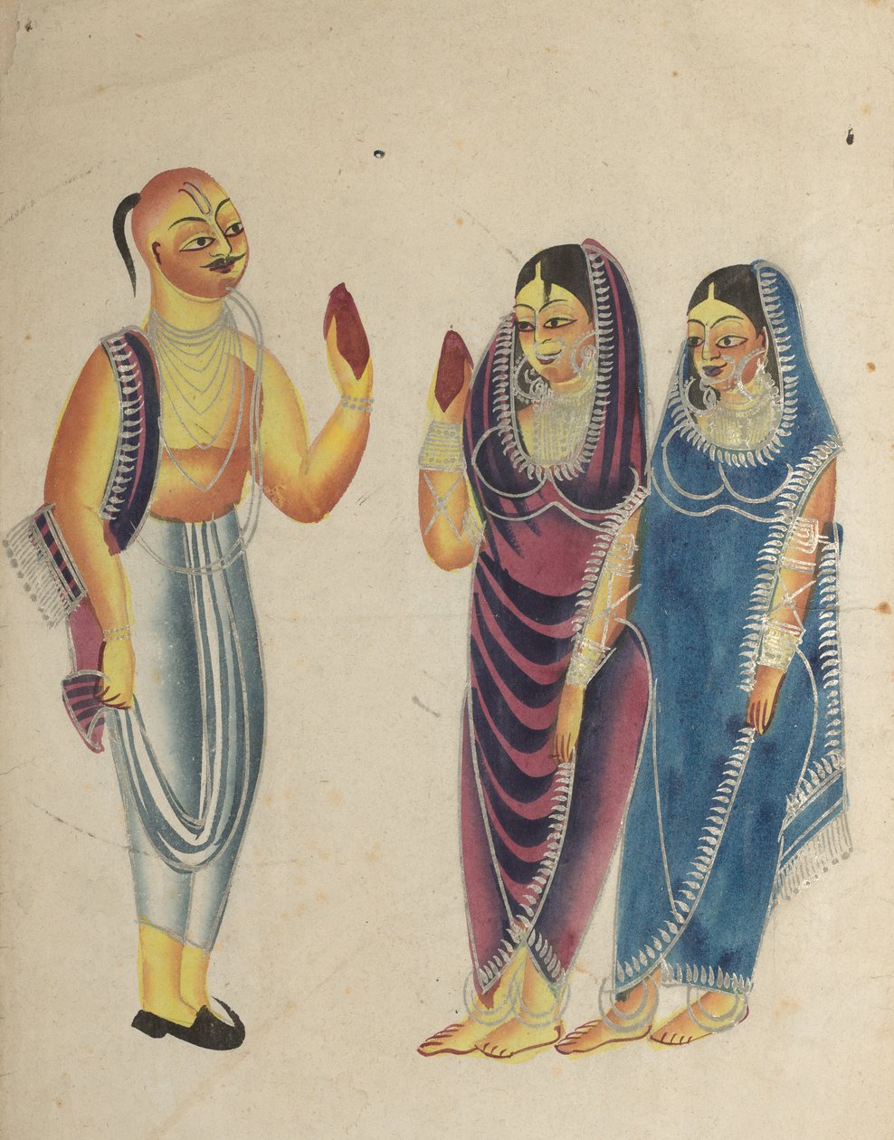 Vaishnava-harrastaja kahden naisen kanssa tekijältä Unknown artist