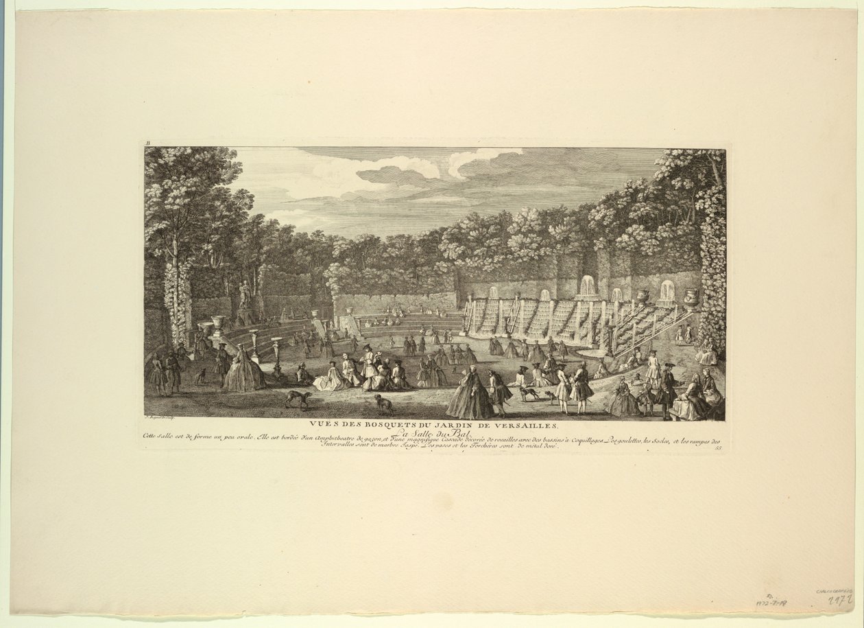 Versailles, puutarhan lehdot, juhlasali tekijältä Unknown artist