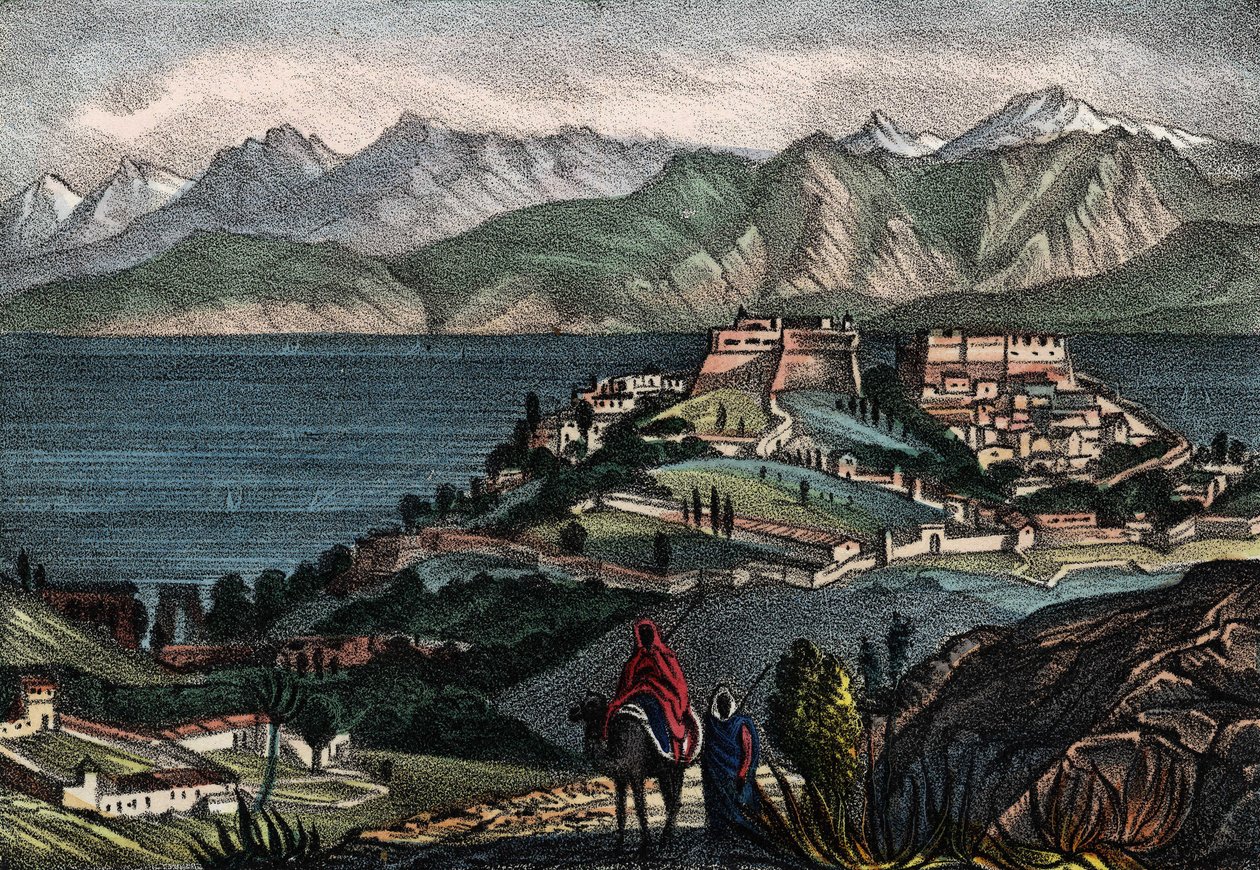 Näkymä Candlesta ja Atlas-ketjusta, Afrikan ranskalaisen armeijan kenraali Trézelin valtaama kaupunki vuonna 1833. Teoksessa ”” Storia d