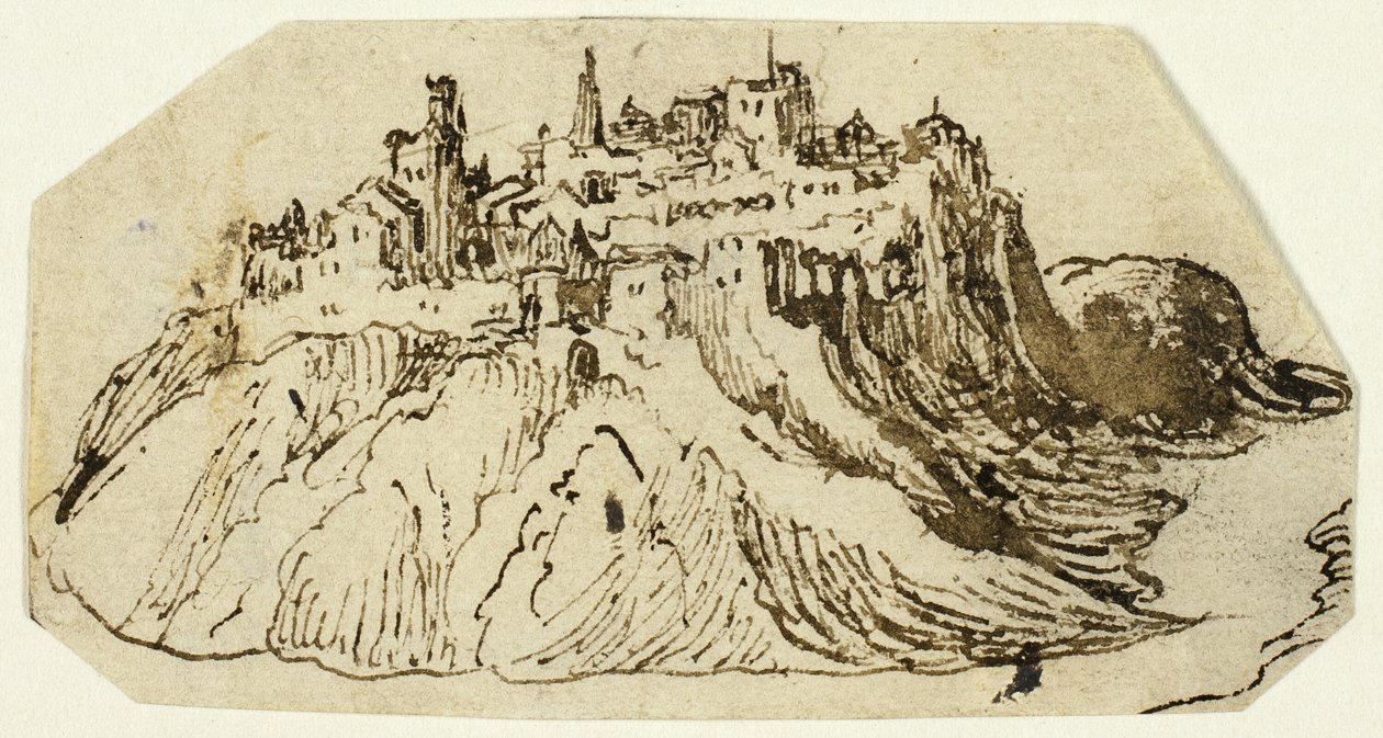Näkymä Fortified Hill Towniin tekijältä Unknown artist