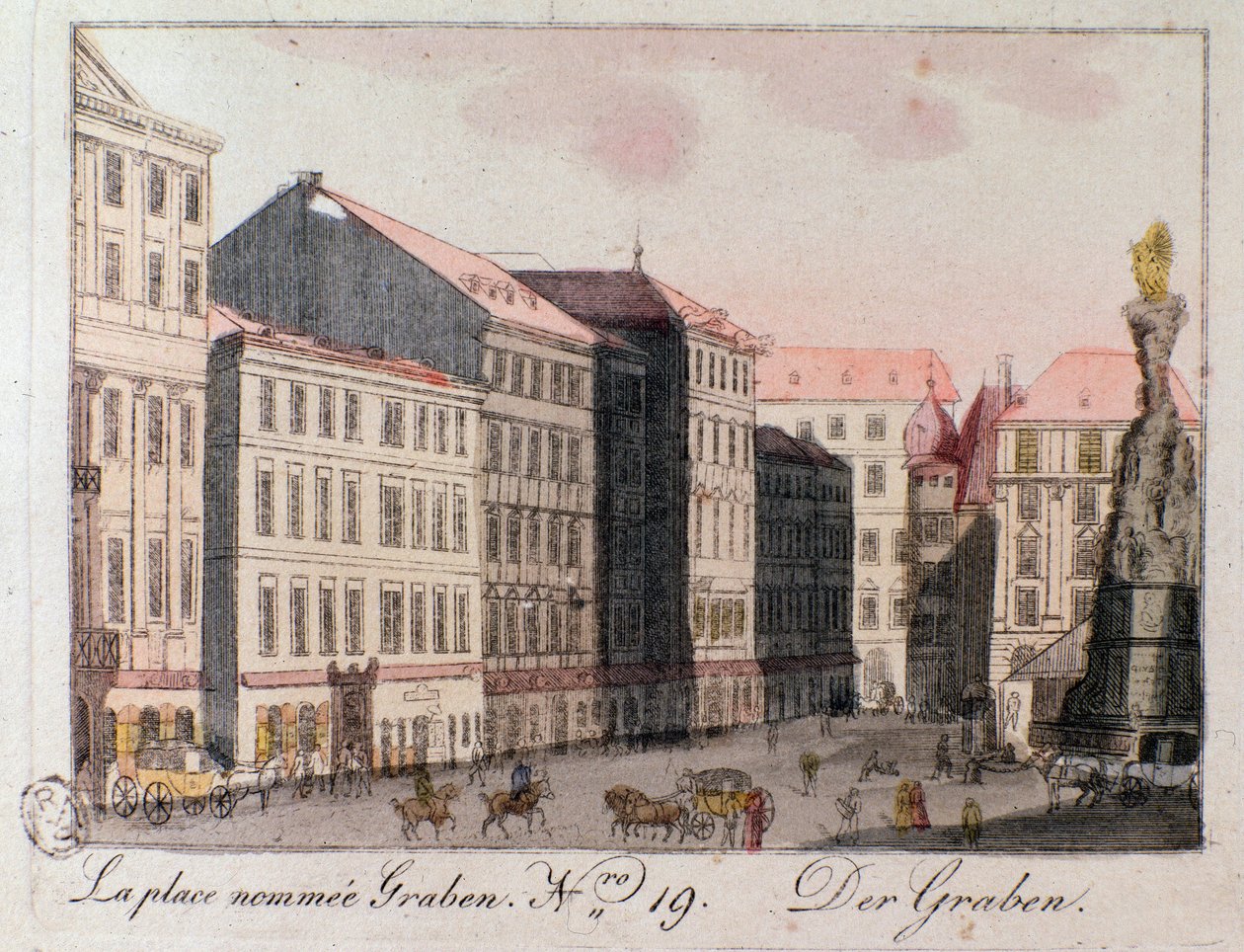 Näkymä Graben-aukiolle Wienissä. tekijältä Unknown artist