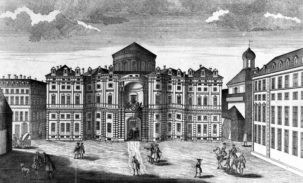 Näkymä Palazzo Carignanosta (Palazzo Carignan) Torinossa tekijältä Unknown artist