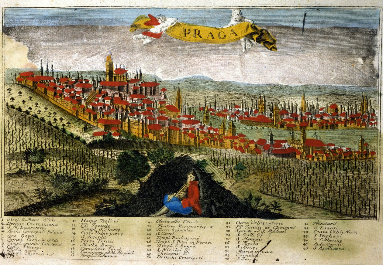 Näkymä Prahasta 1700-luvulla. tekijältä Unknown artist
